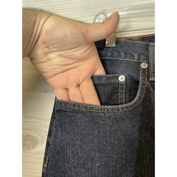 Eddie Bauer Jeans Mens 36x32 Blue Straight Fit Dark Wash Denim Cotton Classic - Picture 3 of 13